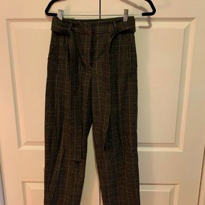 Aritzia Wilfred High Waisted Tie Plaid Wool and Cashmere Ankle Pants Size 2